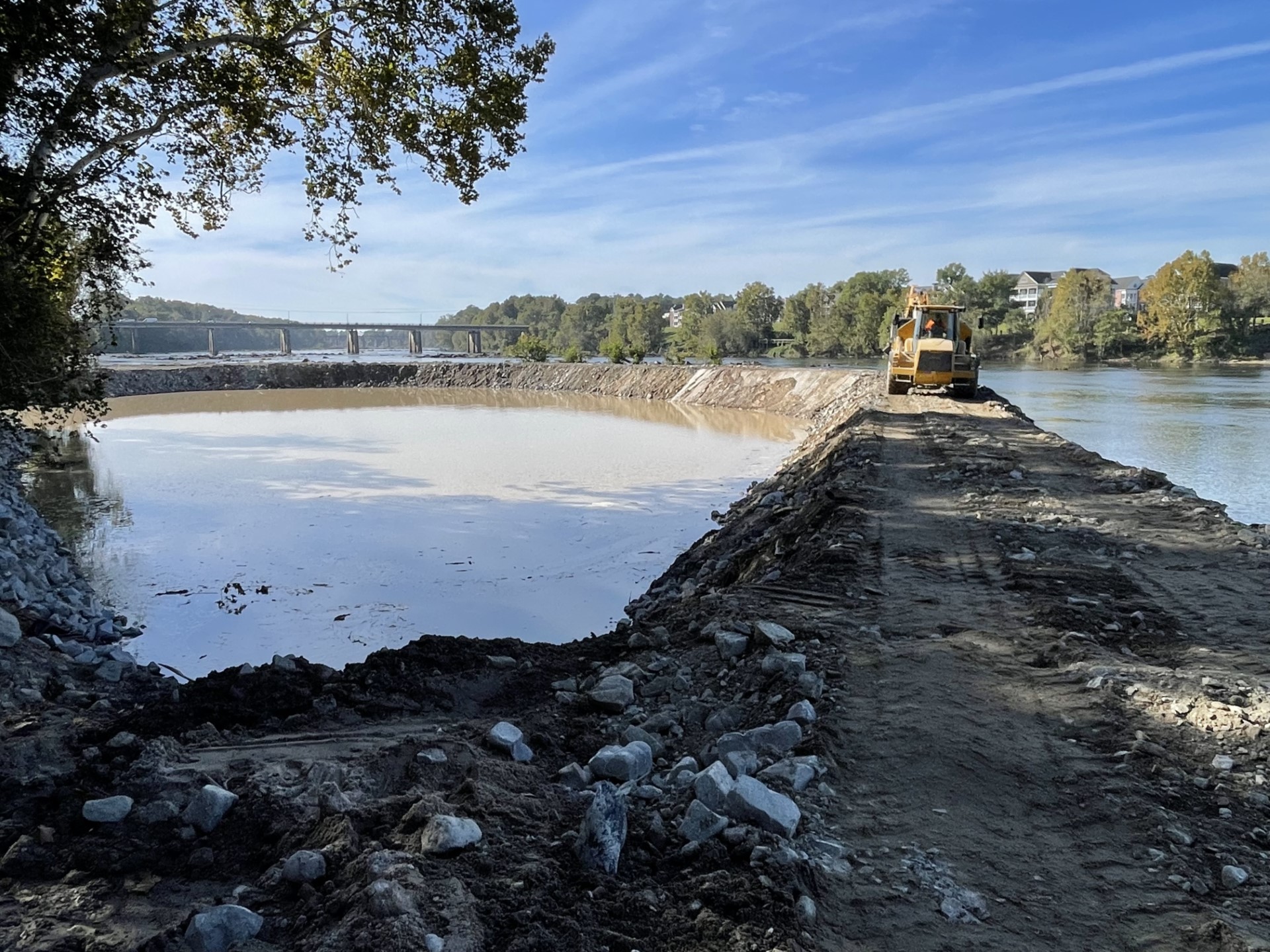 deconstruction of cofferdam on congaree river