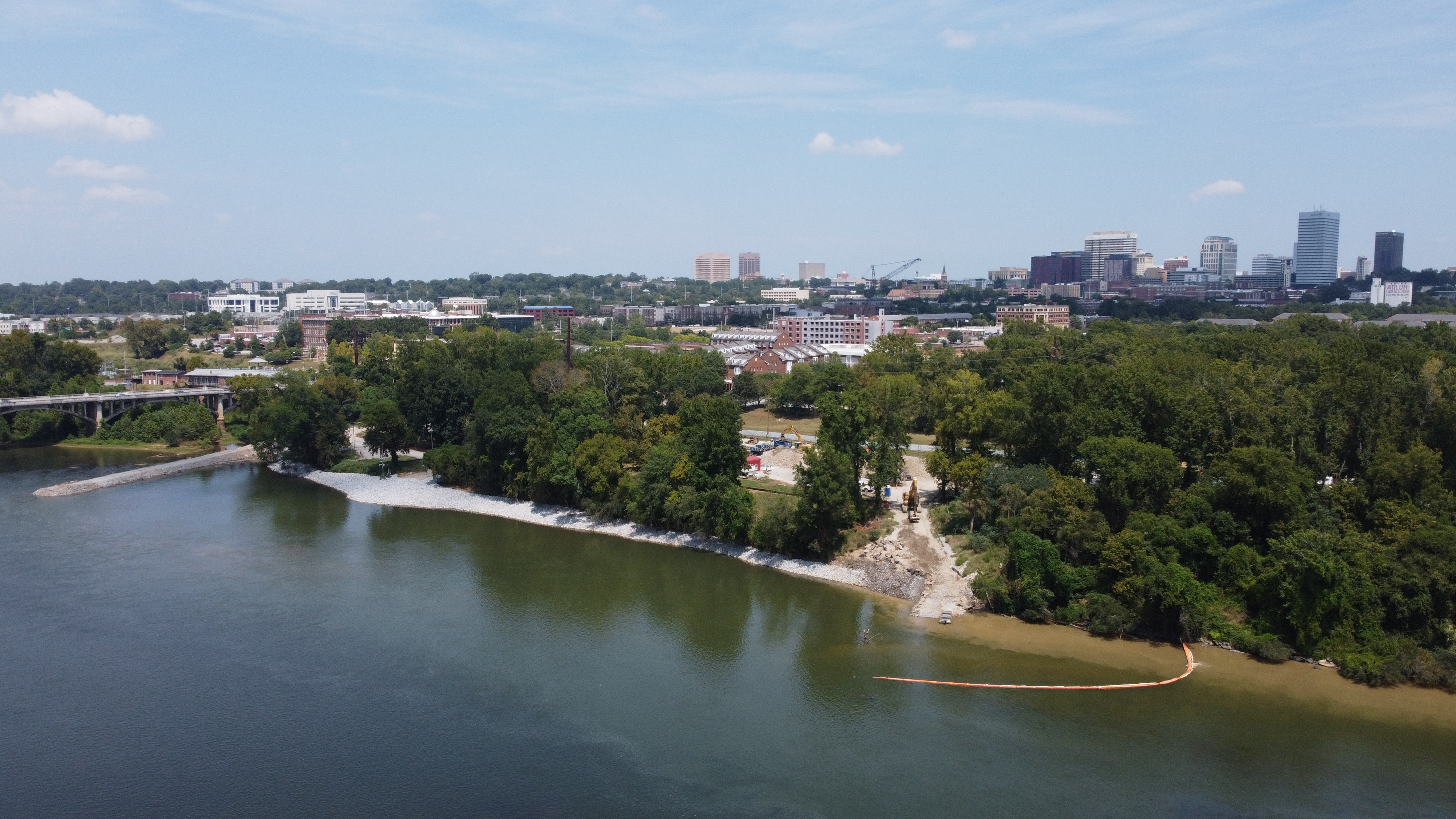 cofferdam in Congaree River being removed