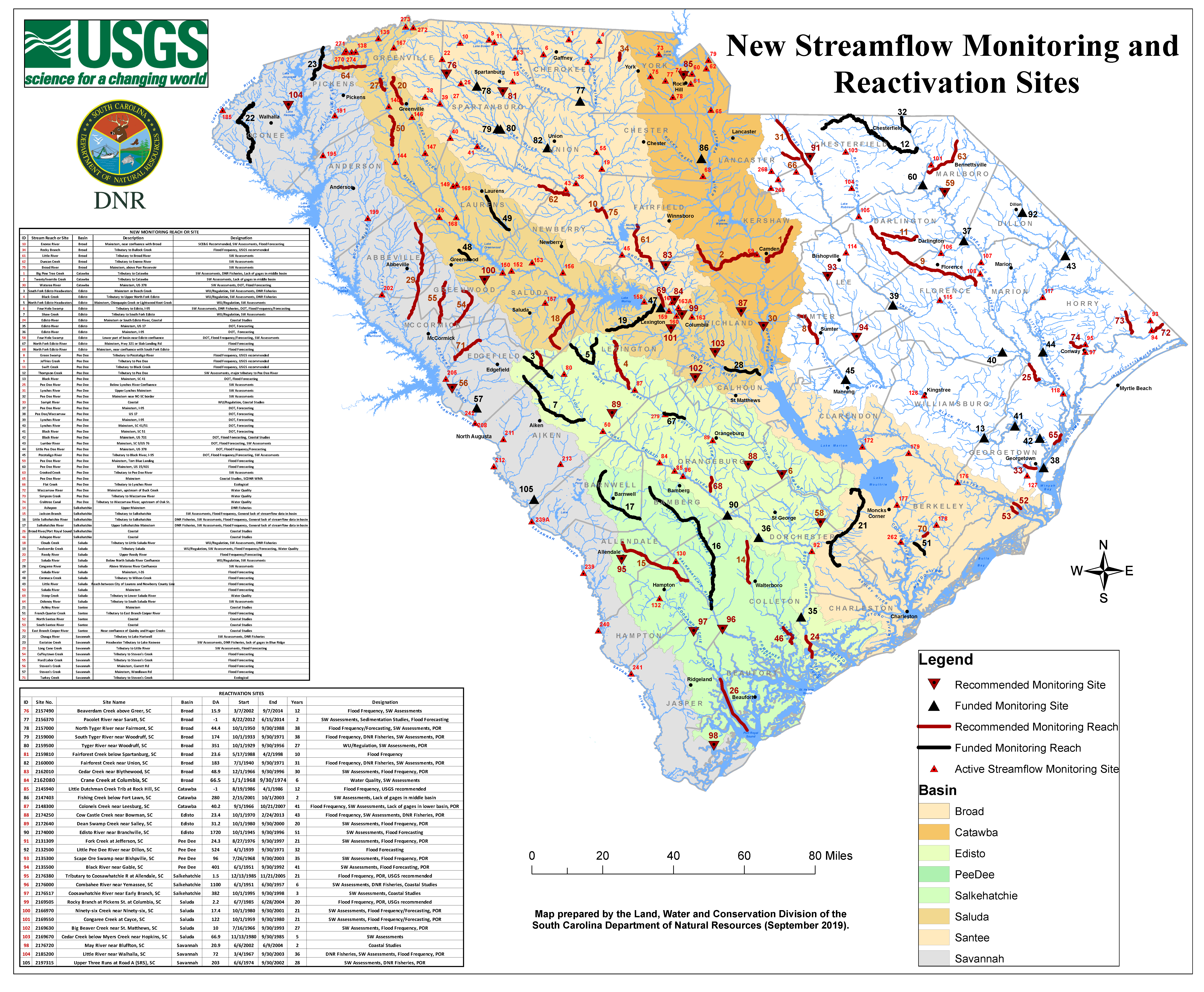 New Streamflow Monitoring and Reactivation Sites map image