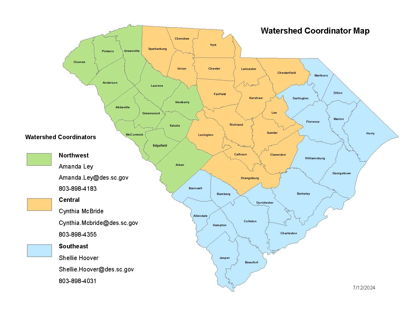 Watershed Coordinator Map