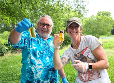 people testing freshwaster samples